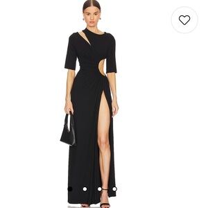 Sid Neigum Bamboo Slashed and Gathered Maxi Cutout Dress XS